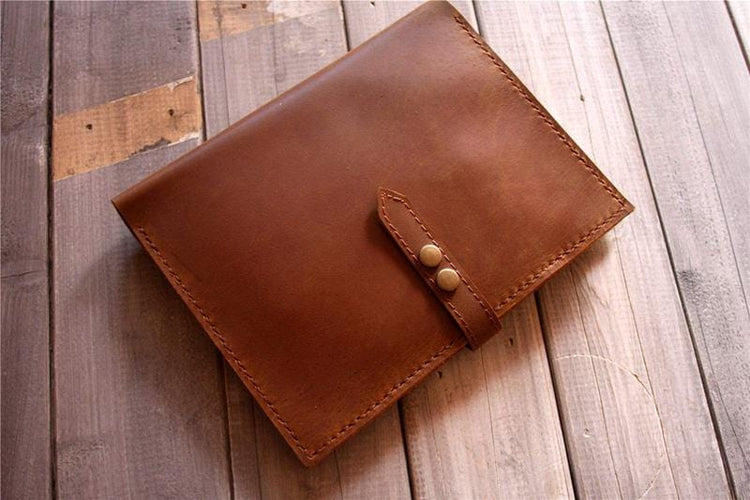 personalized brown leather padfolio