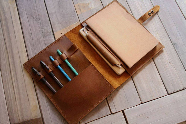 Large Sketchbook Set of A4 Sketch Pad Pencils Personalized Leather