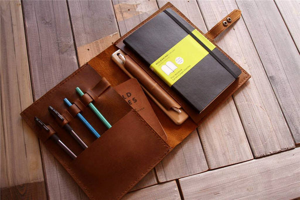 brown moleskine notebook case