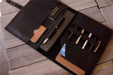 black custom leather laptop case