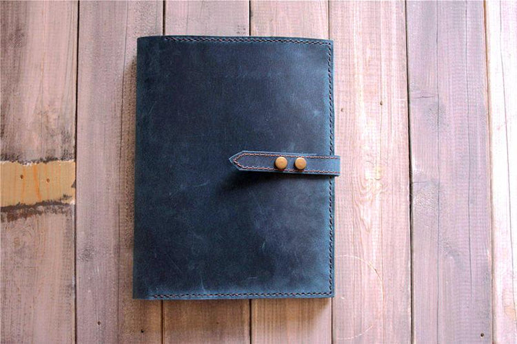 distressed blue leather ipad notebook cover