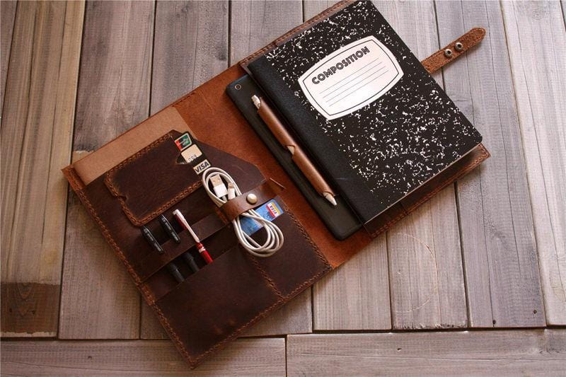 A4 Leather Notebook Cover – Full-Grain Portfolio Organizer – LeatherNeo