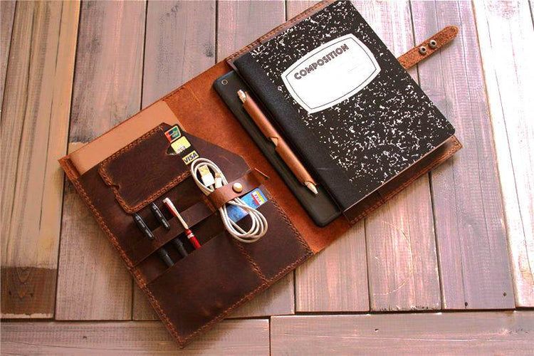 refillable composition notebook cover leather
