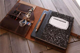rustic leather composition notebook holder