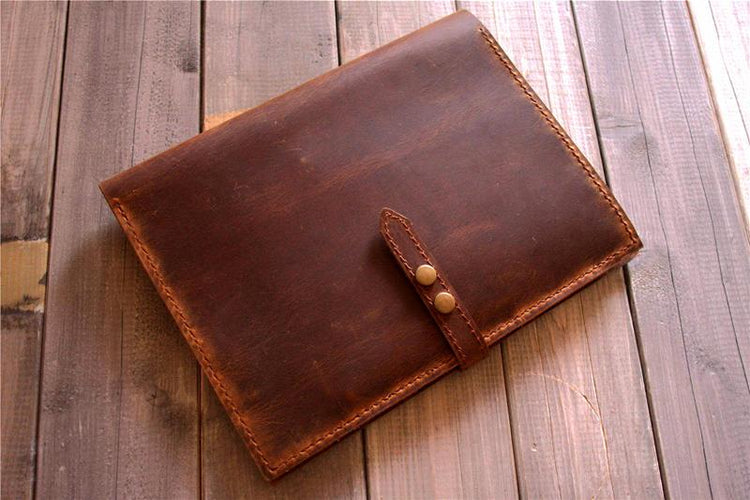 rustic brown leather padfolio
