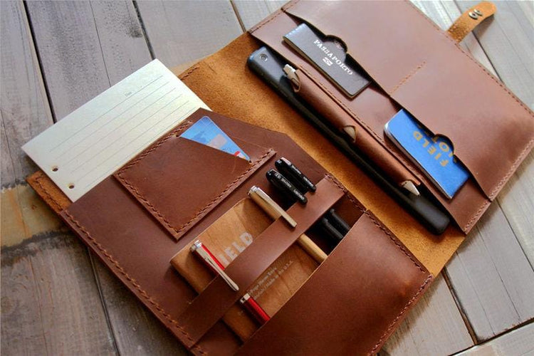 handcrafted leather portfolio organizer