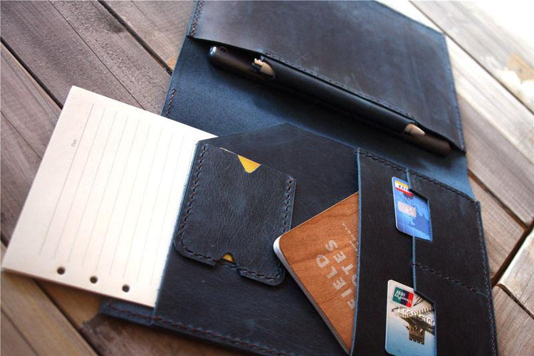 custom leather ipad pro portfolio case with pencil holder