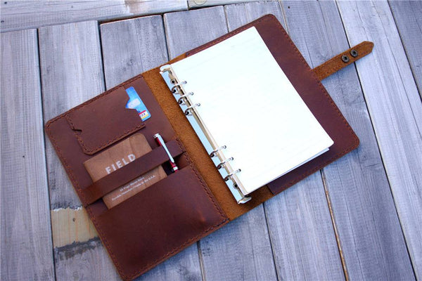 saddle leather weekly planner 