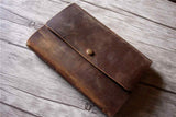 Brown Leather Guest Check Books Album with Button Closure