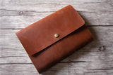 saddle leather bound notebook button closure