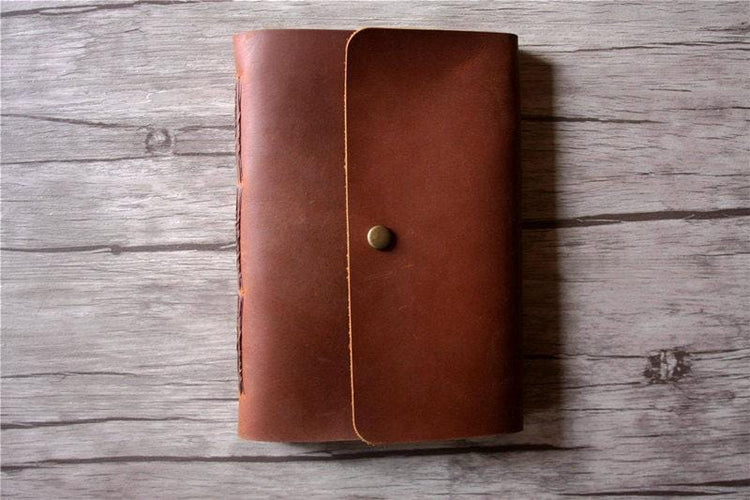 embossed saddle leather notebook