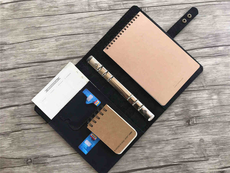 personalized leather notebook organiser