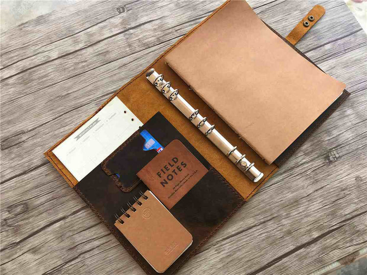 B5 personalized leather notebook with binder