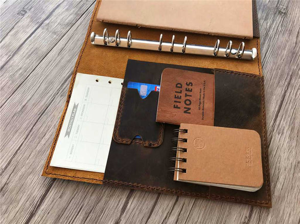 Refillable Brown Leather Binders Folder