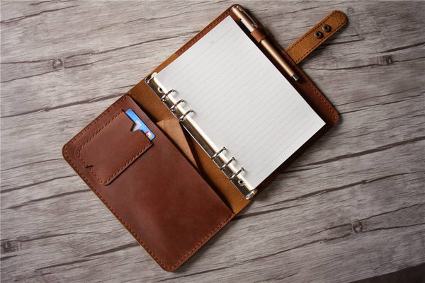 leather ring binder notebook