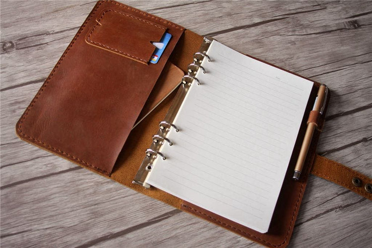 refillable leather binder notebook
