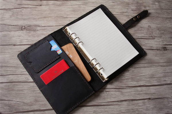 Black Leather Refillable Binder Journal