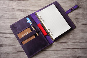 purple leather binder notebook cover 