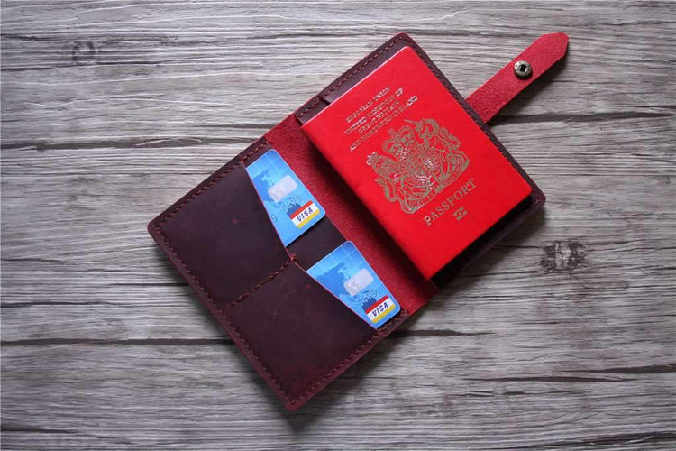 distressed leather passport sleeve
