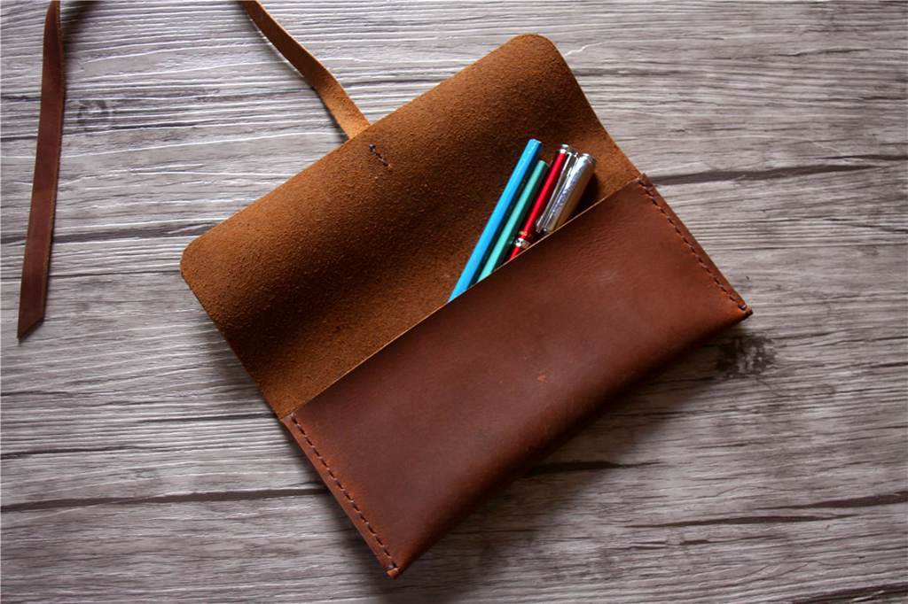 Embossed Leather Pencil Pouch Holder Pen Case – LeatherNeo