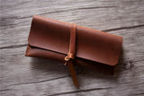 handcrafted leather pencil and pen pouch bag