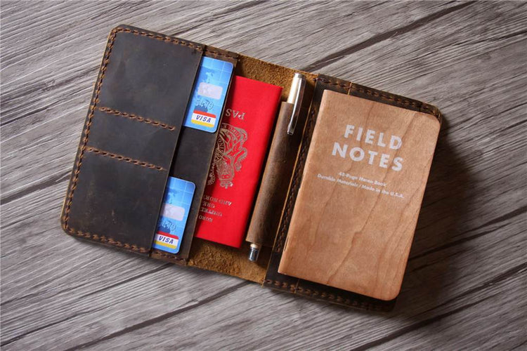 brown leather passport cover wallet