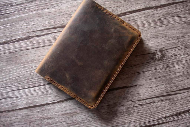 distressed brown field notes wallet