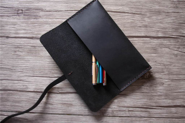 black leather pencil case holder tool pouch