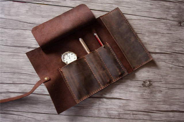 personalized leather pencil bag