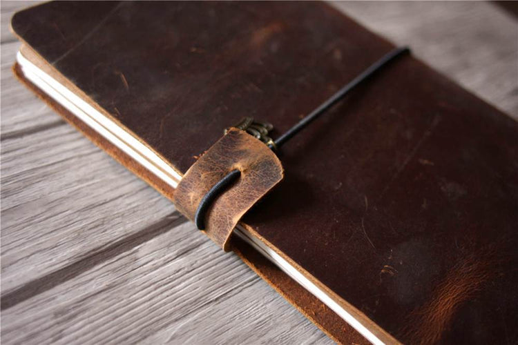 Vintage  Brown Leather Refillable Bound Journal
