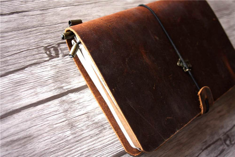 Men's  Brown Leather Refillable Bound Journal