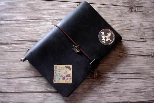Black Leather Refillable Bound Notebook