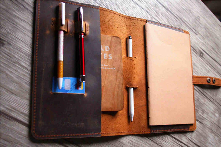 refillable leather notebook holder