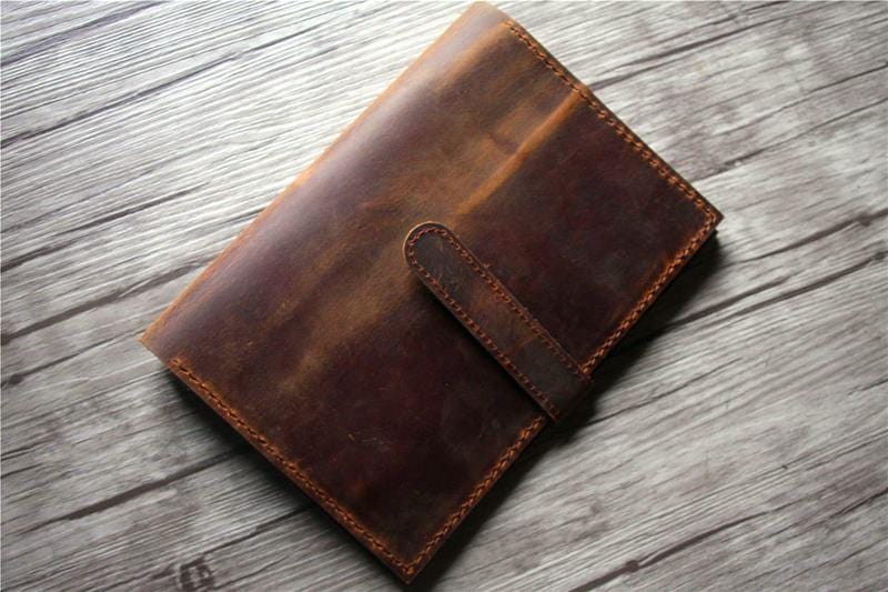 Brown Leather Portfolio  Personalized A4 Document Holder for