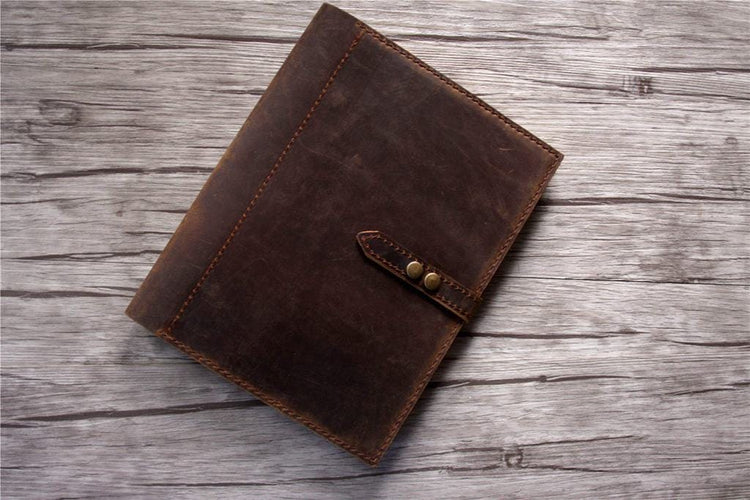 distressed leather binder folder portfolio