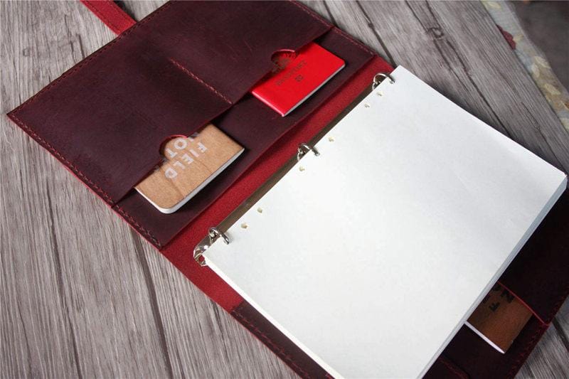 Toplive Portfolio A5 PU Cuir, Mallette Multifonctionnelle 6 Reliures à Anneaux pour Réunioureau Toplive Portfolio A5 PU Cuir, Mallette Multifonctionnelle 6 Reliures à Anneaux pour Réunioureau