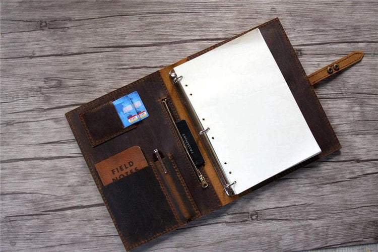 brown leather binder covers