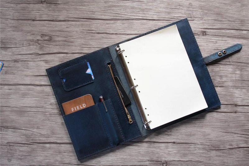Embossed Blue Leather 3 Ring Binders Folder LeatherNeo Embossed Blue Leather 3 Ring Binders Folder LeatherNeo
