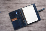 handmade blue leather 3 ring binders folder