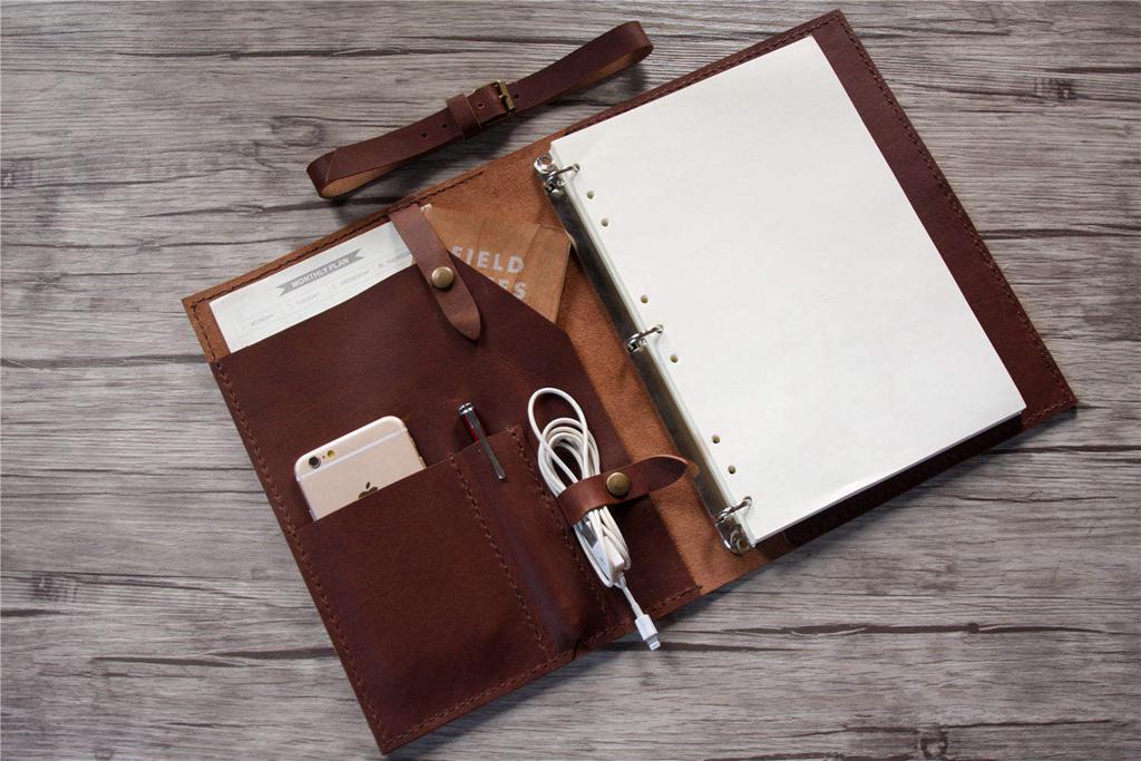 Handcrafted Engraved Saddle Leather Binder Folder for Men – LeatherNeo