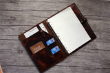 brown leather school binder cover