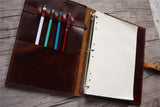 womens leather planner with button closure