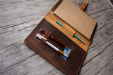 personalized brown leather journal cover