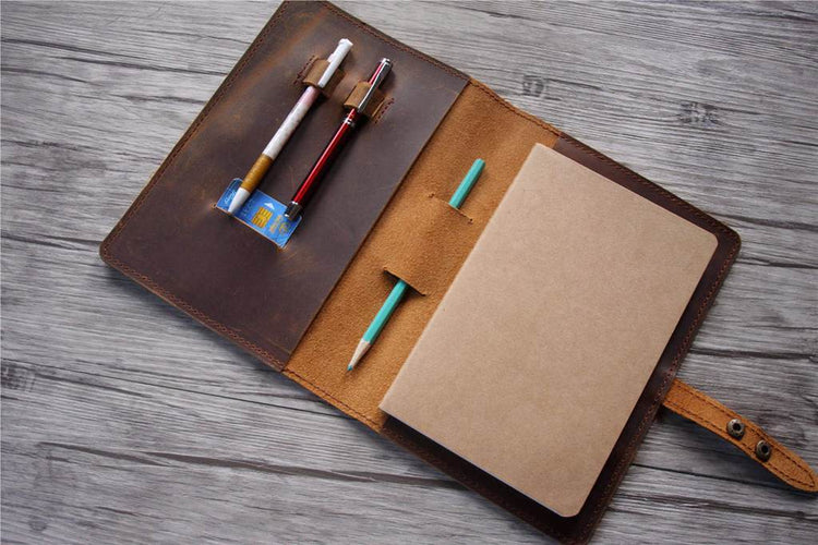 handmade brown leather journal cover case