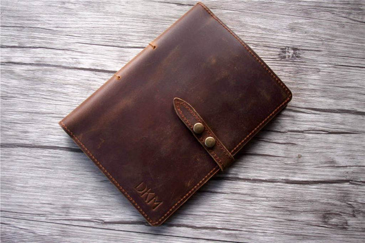 monogrammed leather journal cover sleeve