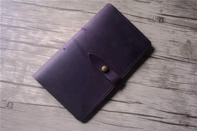handcrafted purple traveler's leather notebook
