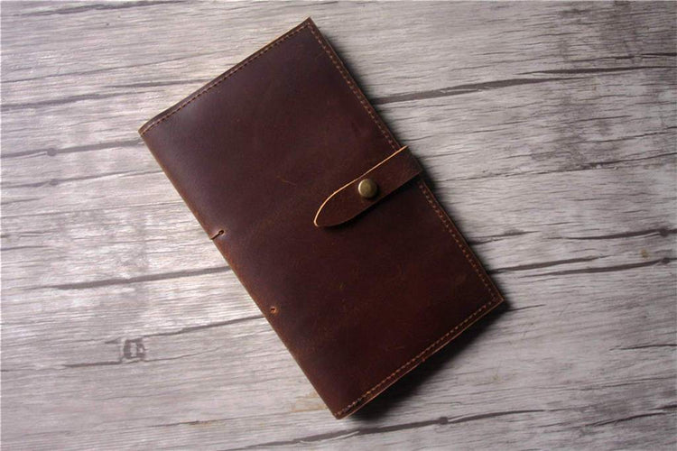 customized brown leather travelers notebook journal with pen holder