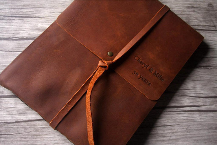 handmade leather memory book for family