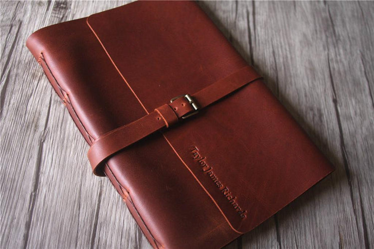 engraved leather photo album memory book