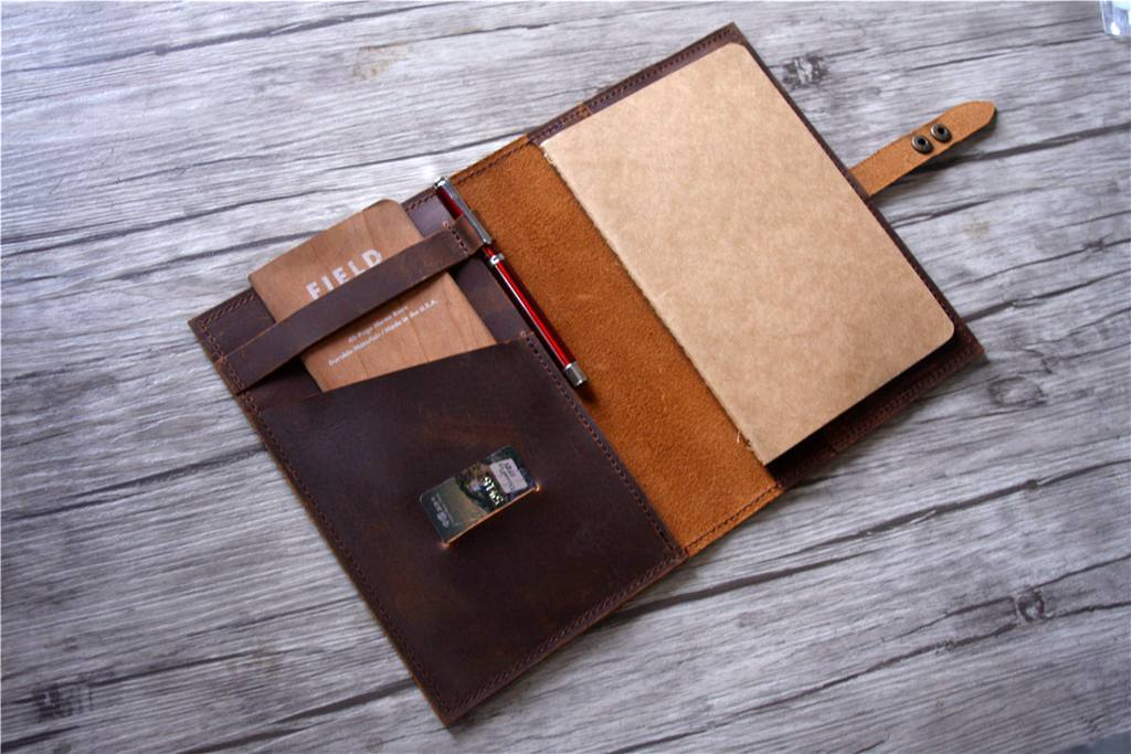 Custom Brown Leather Notebook Cover & Journal Holder - LeatherNeo